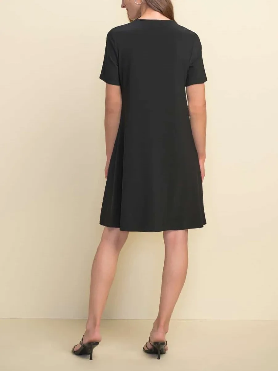 Black and Gray Paneled V-Neck Dress