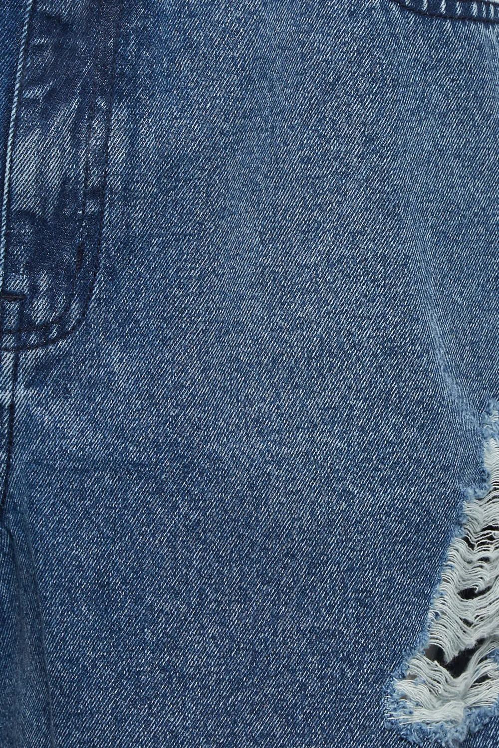 Curve Mid Blue Ripped Floaty Denim Shorts