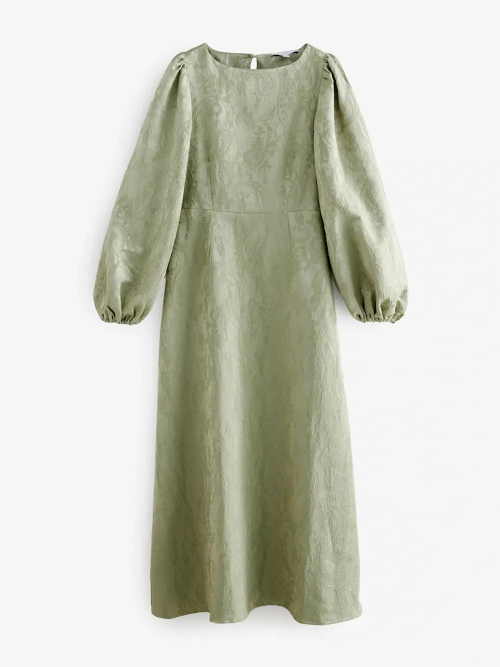 Retro Elegant Lace Pattern Puff Sleeve Dress