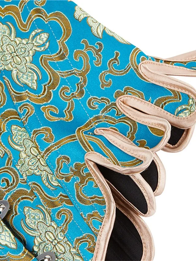 Corset Women's Corset Tops Party & Evening Club Black Blue Sexy Overbust Corset Hook & Eye Lace Up Retro Tummy Control Push Up Flower Fall Winter