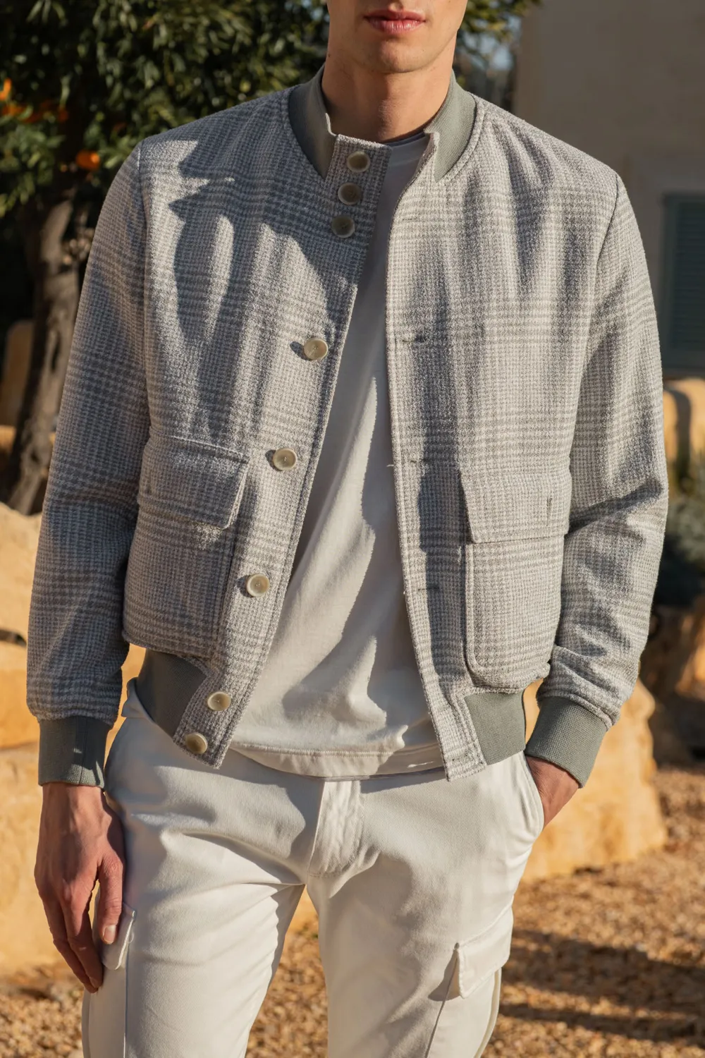 Light Grey Prince Of Wales Bomber Jacket