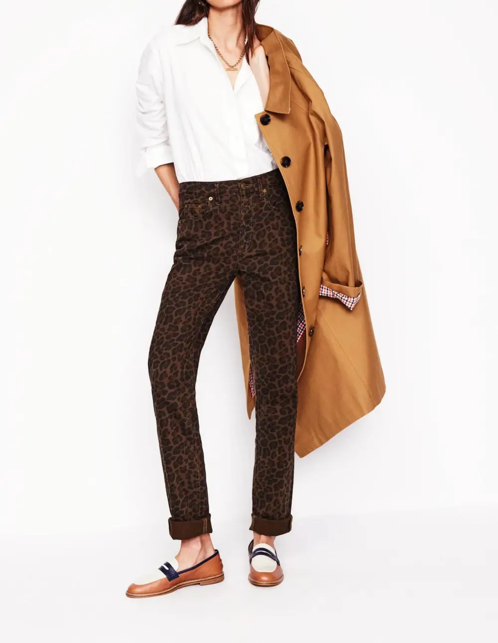 Leopard - Print Girlfriend Jeans