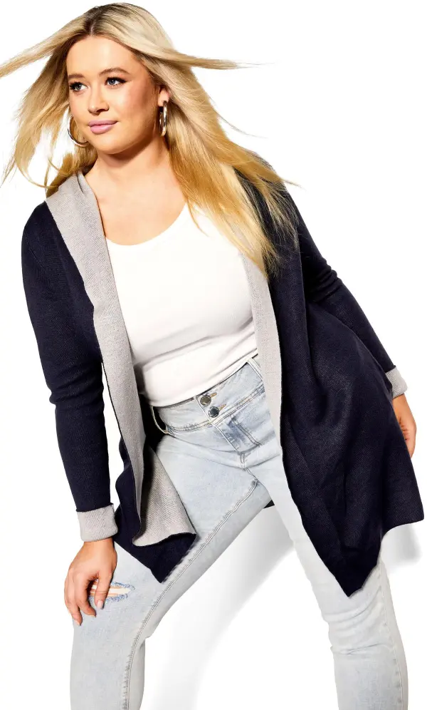 Evans Navy Hooded Longline Cardigan