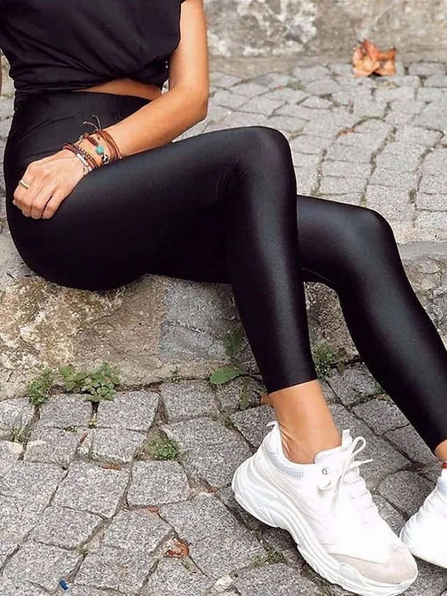 Women's Tights Leggings Black White Pink Mid Waist Fashion Party Casual Weekend Micro-elastic Full Length Comfort Plain S M L XL