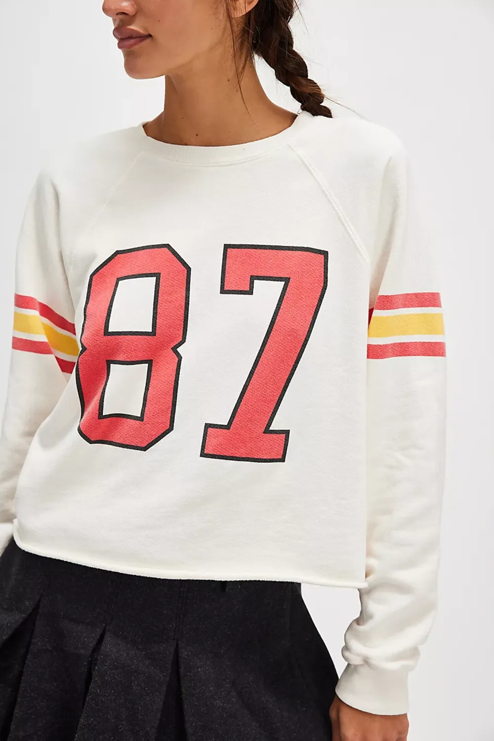 Number Print Raglan Sleeve Sweatshirt