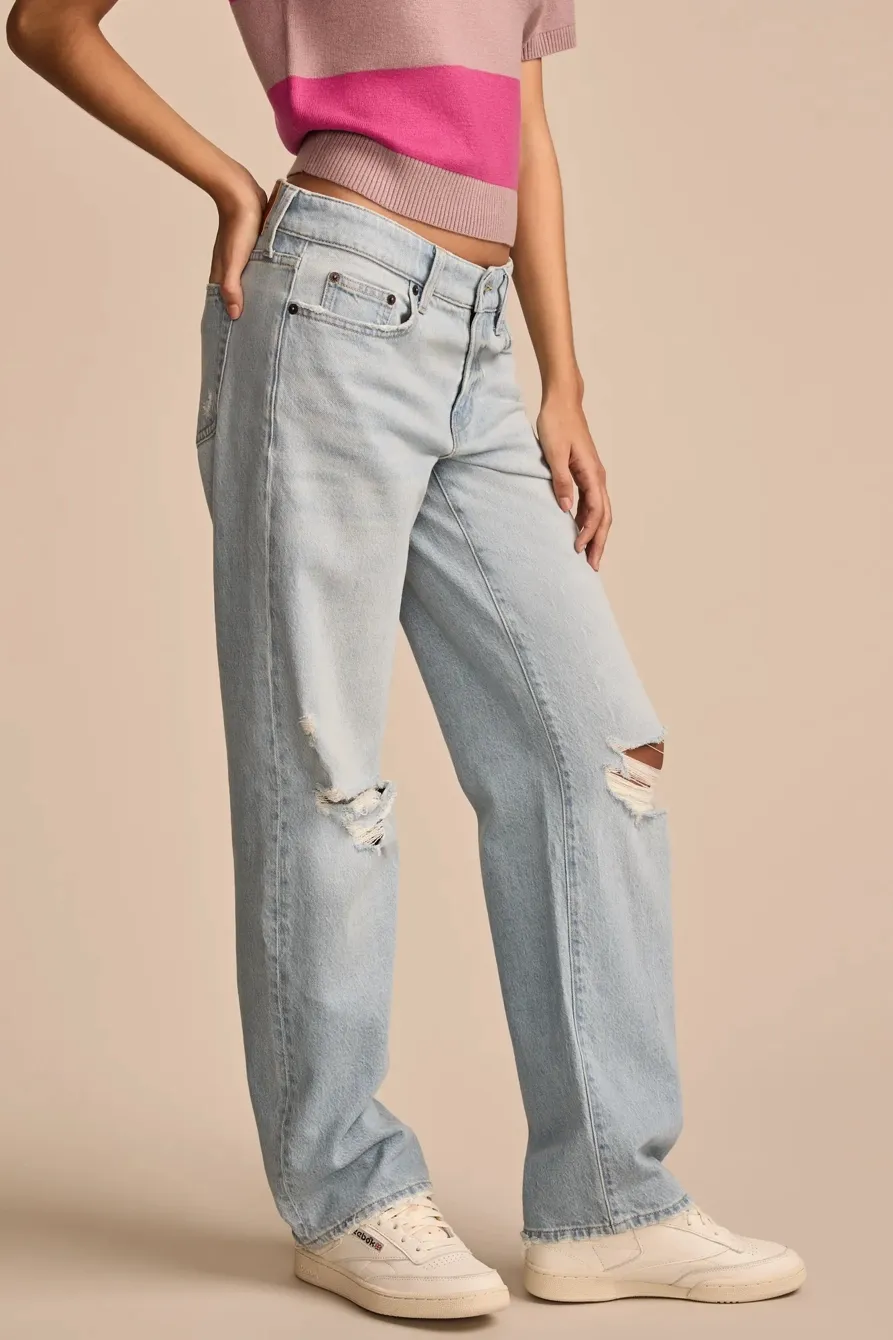 Distressed Light Wash Denim The Baggy