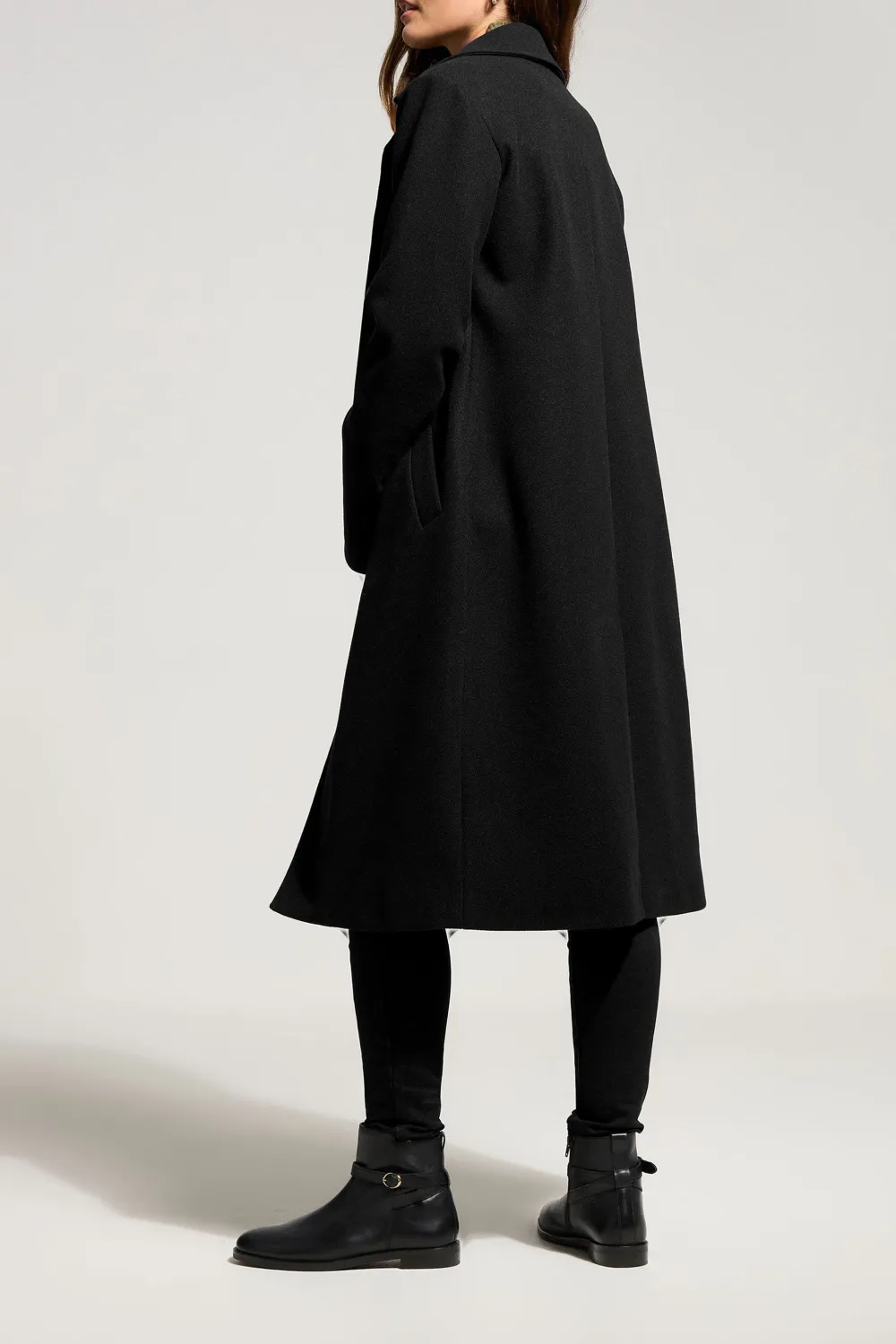 Midi Length Black Formal Midi City Coat