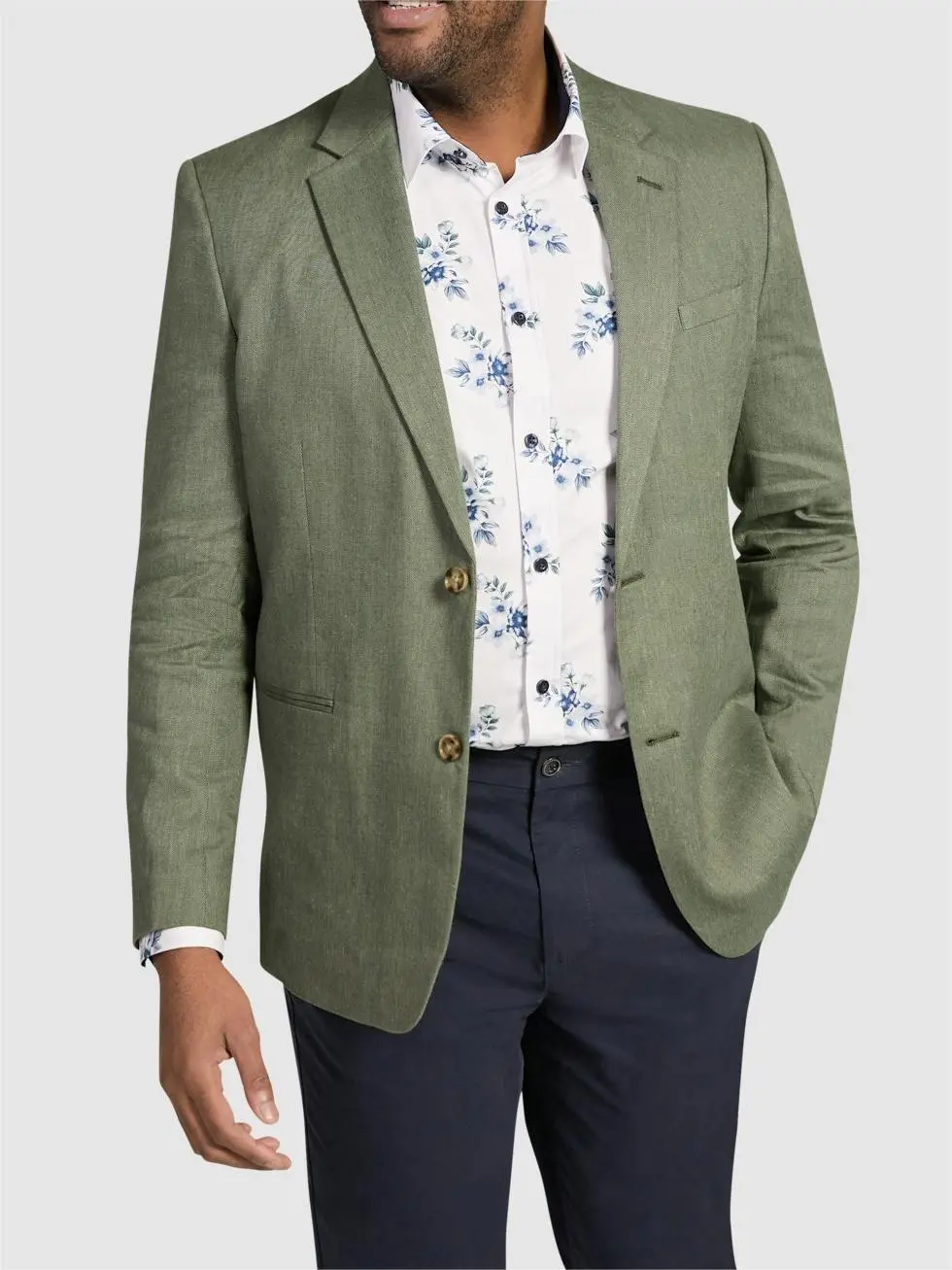 BUTTON UP LINEN BLEND BLAZER