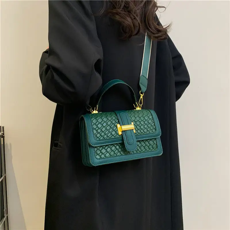 Compact Faux Leather Square Satchel Bag