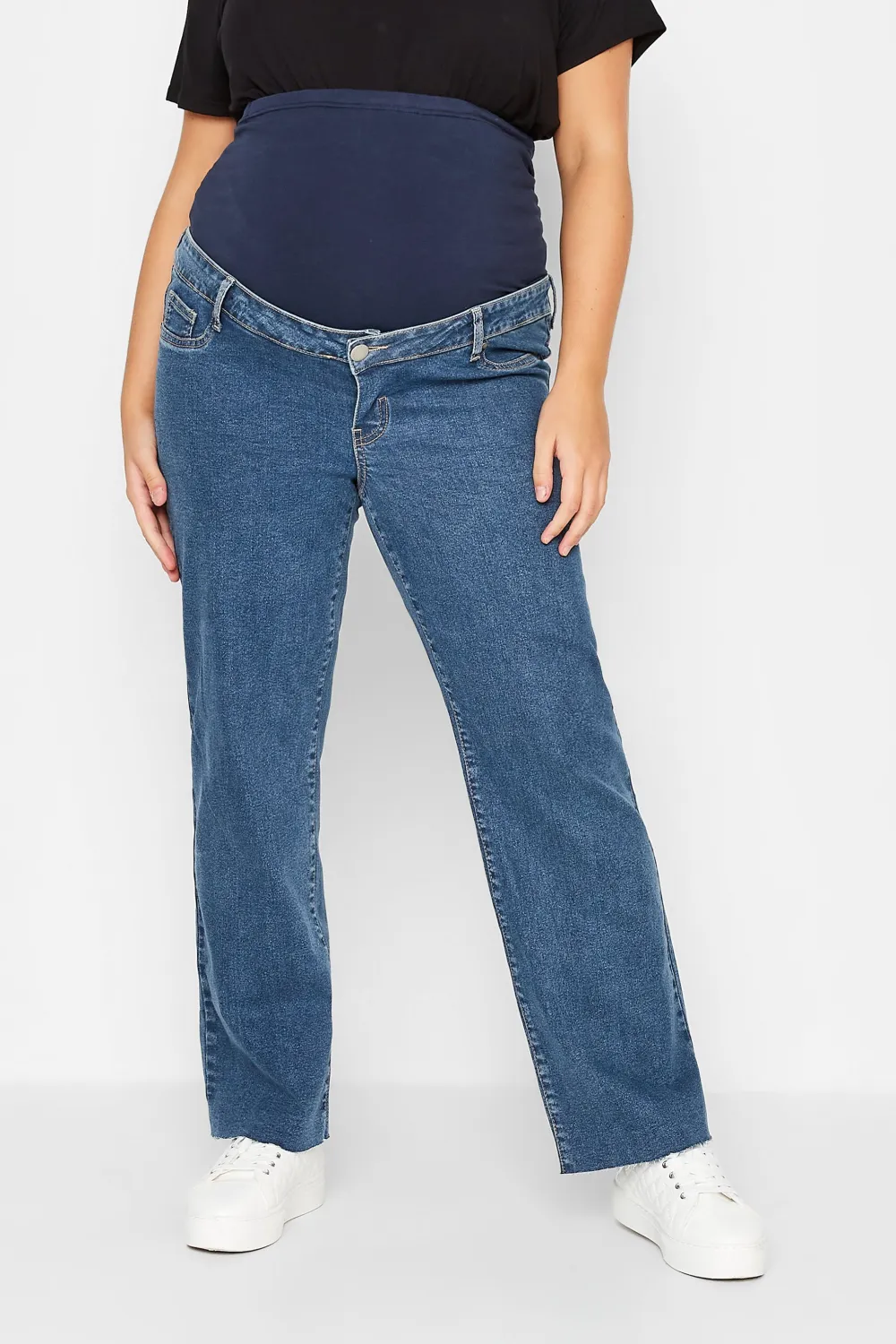 BUMP IT UP MATERNITY Curve Mid Blue Stretch Wide Leg Jeans