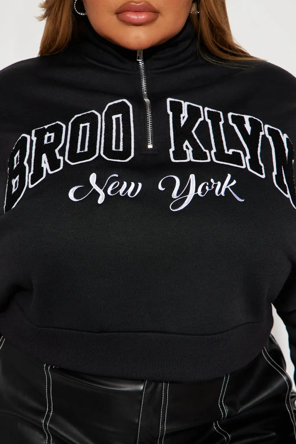 Out in Brooklyn Half Zip Sweatshirt - Black