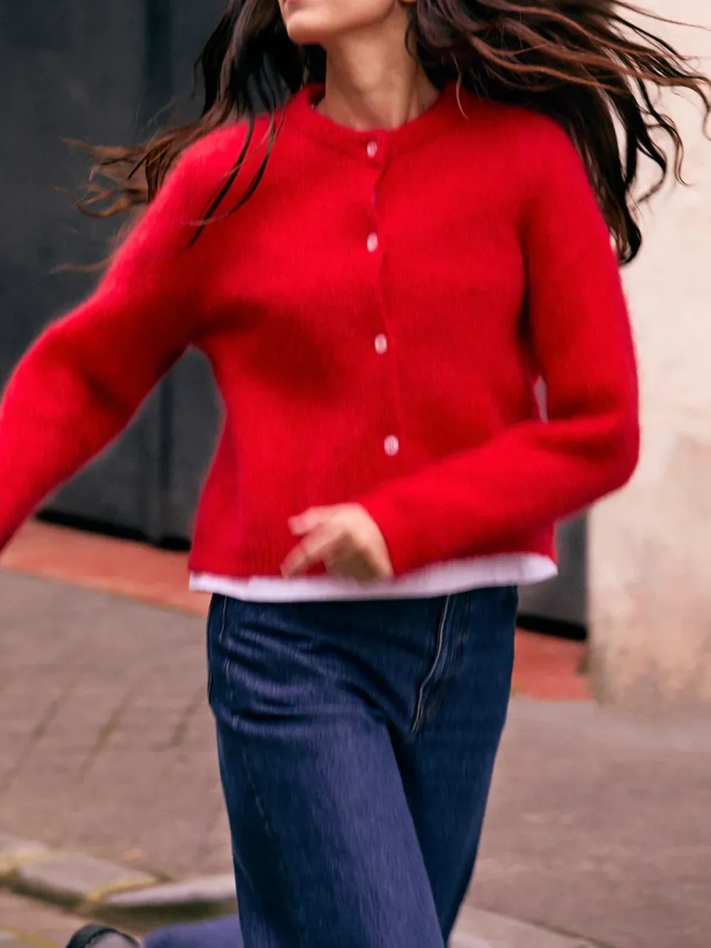 Casual Style Cardigan Red