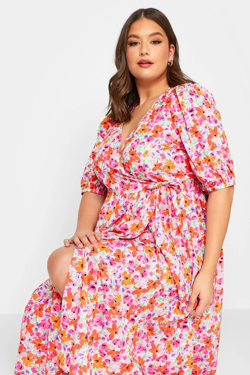 YOURS Curve Green Floral Midaxi Dress