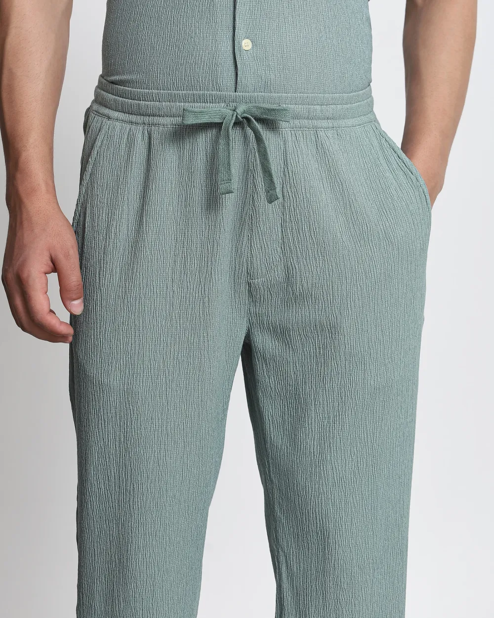 Classic Versatile Comfortable Slim-Fit Straight-Leg Green Trousers