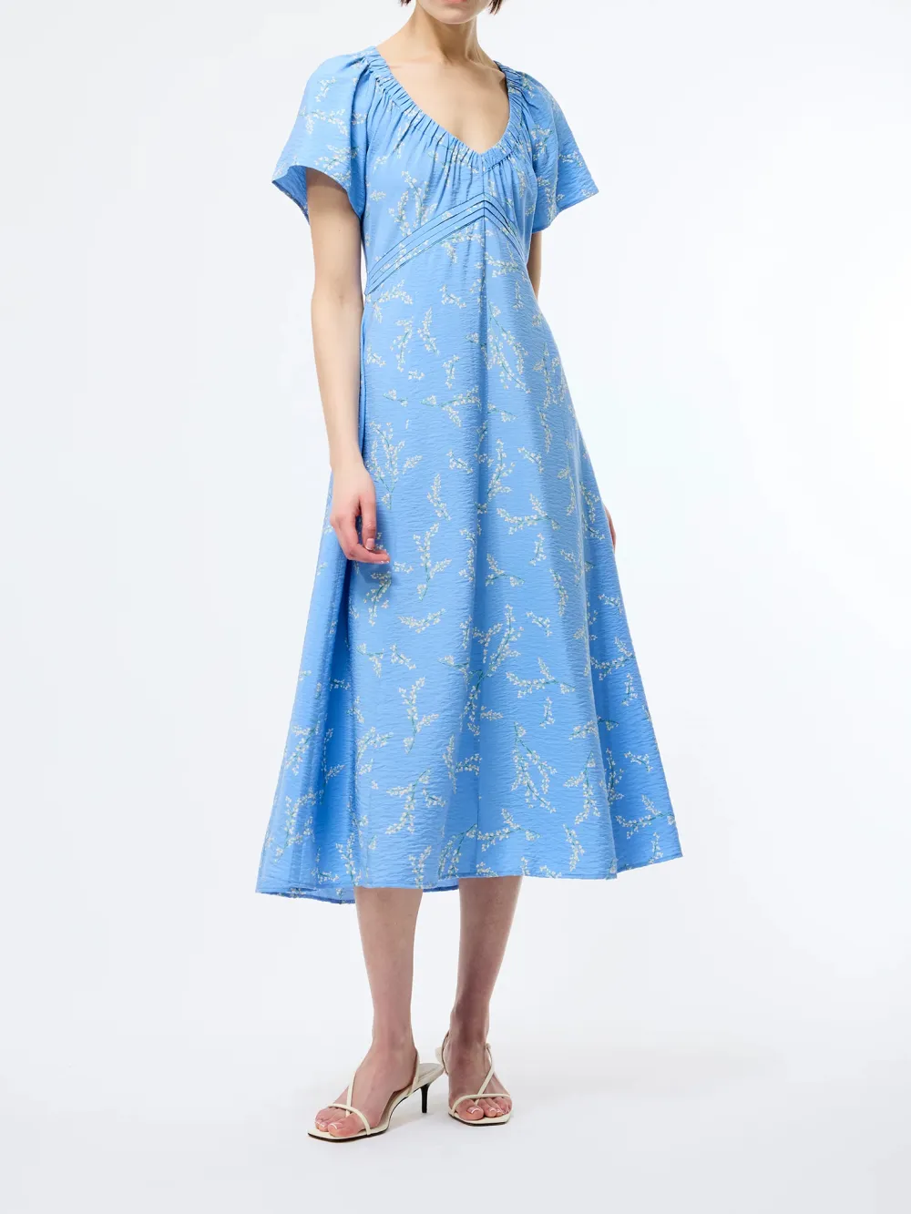 Draped Printed V-Neck Dress