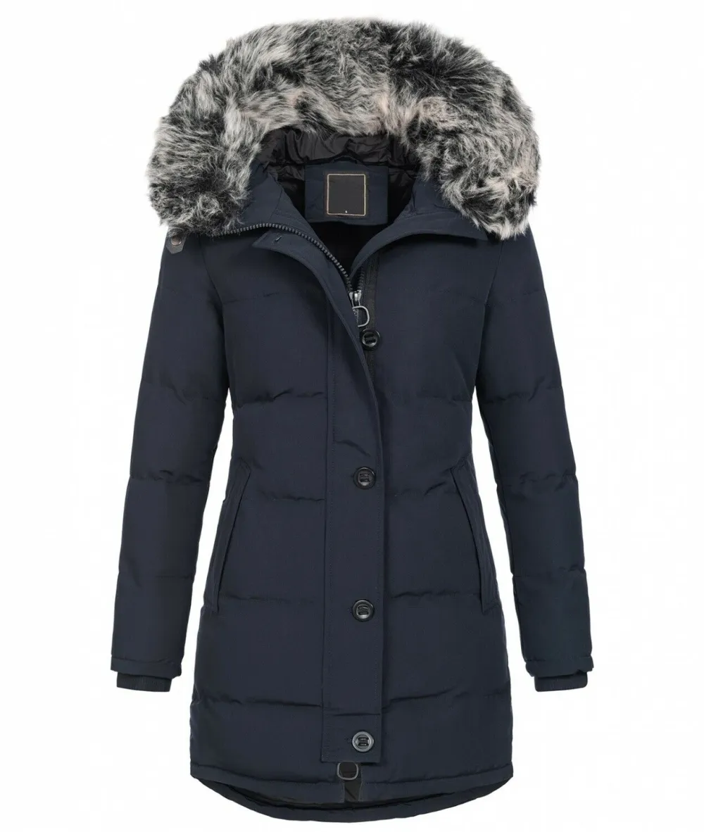 Fashion ladies parka coat with fur collar H