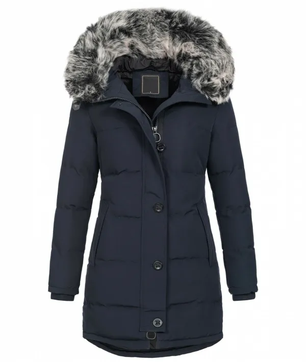 Fashion ladies parka coat with fur collar