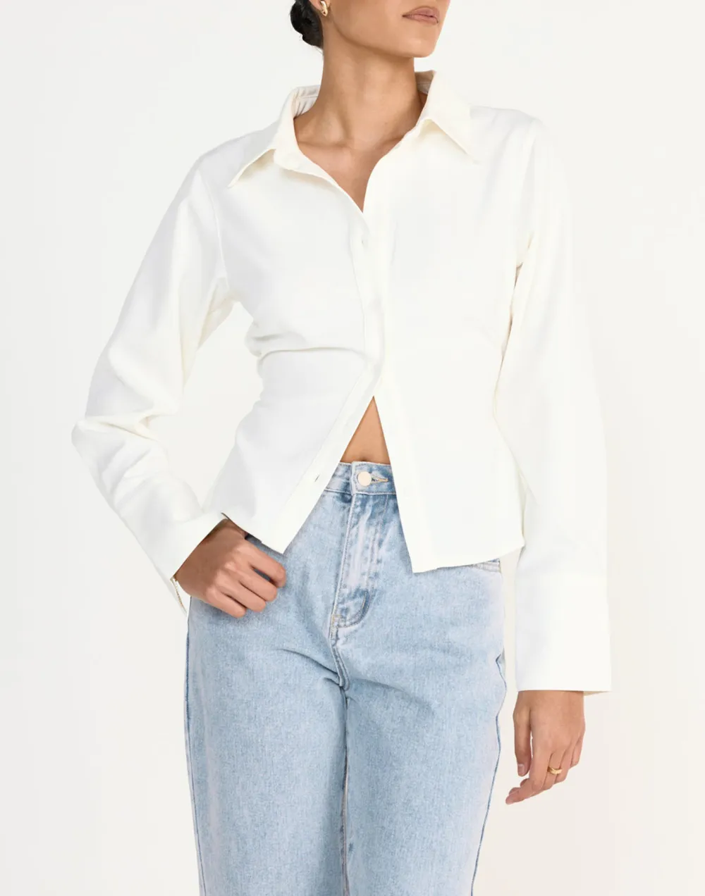 Adjustable Tie Cropped Shirt Top