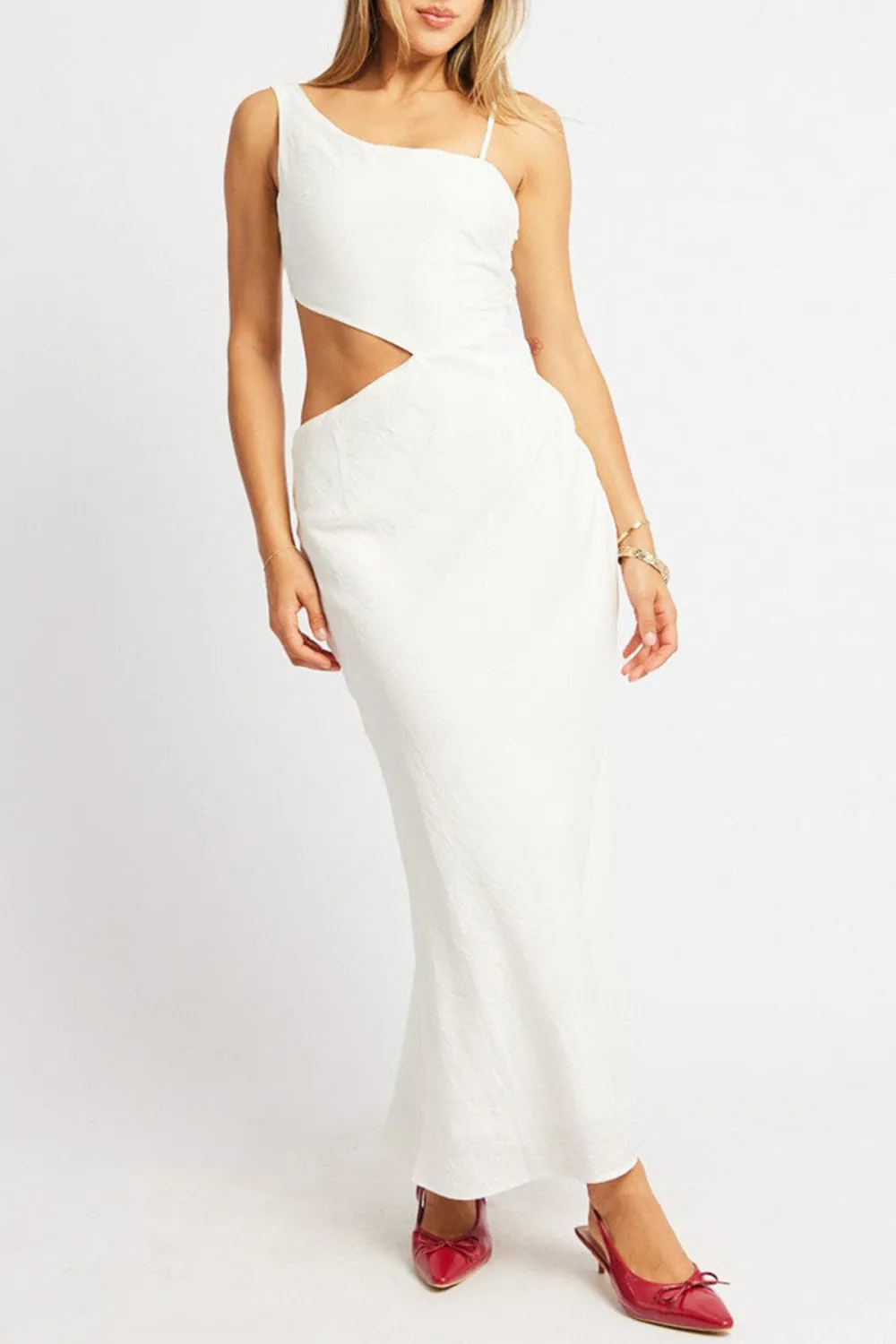 White Maxi Dress Cut Out Detail