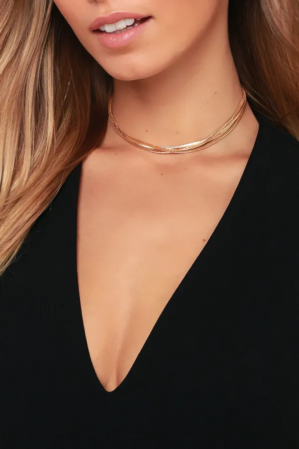 Creative Design Snake Pattern Gold Necklace