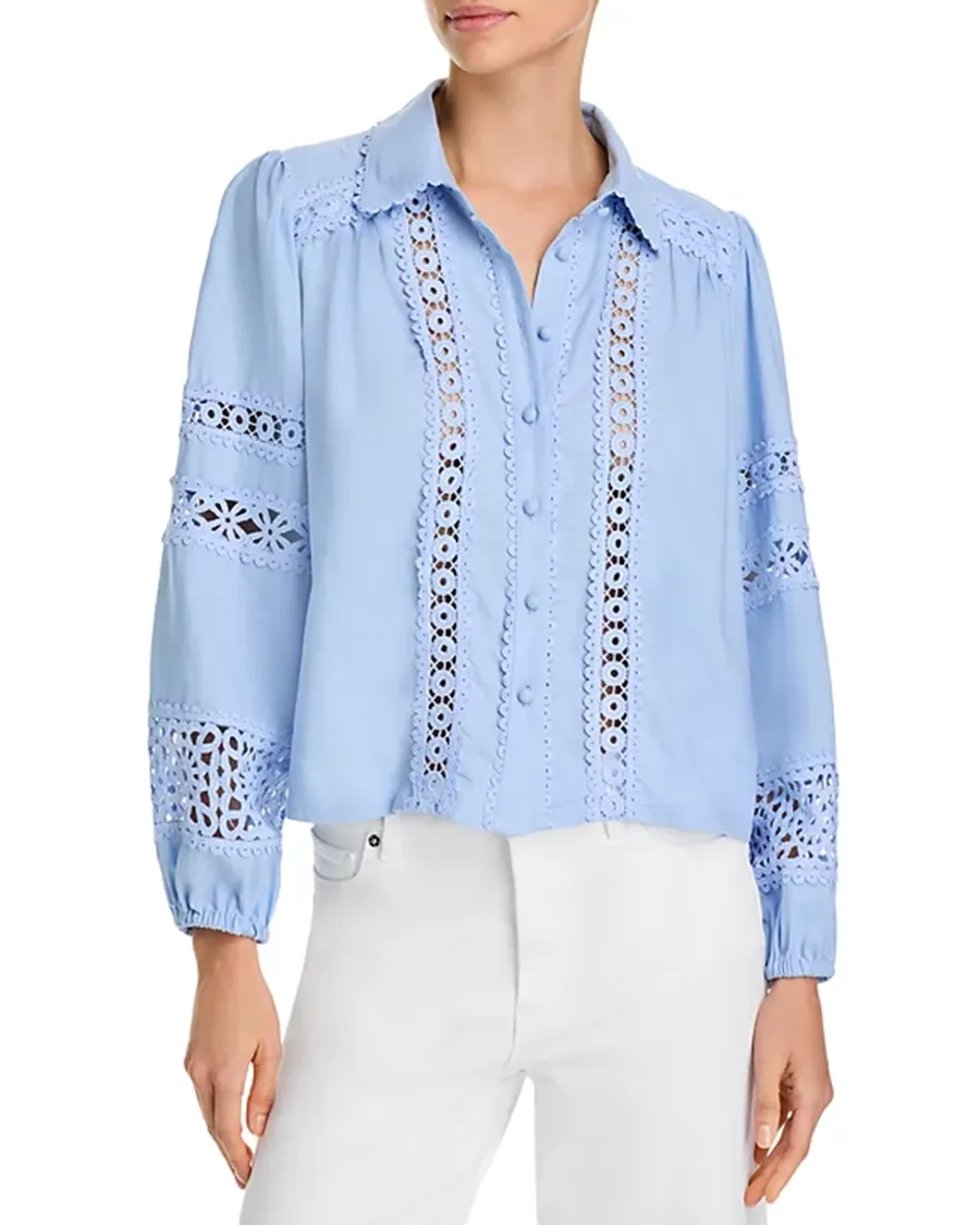 Long Sleeve Lace Button Up Shirt