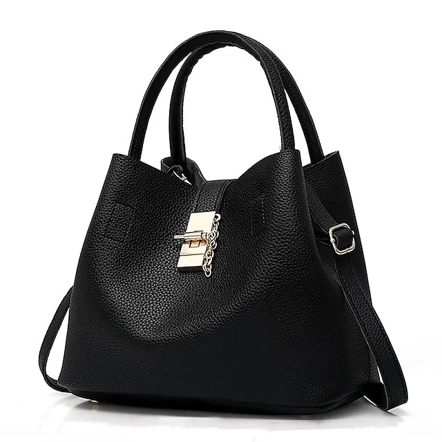 Women's Handbag Crossbody Bag Shoulder Bag PU Leather Office Daily Chain Solid Color Black Pink Red