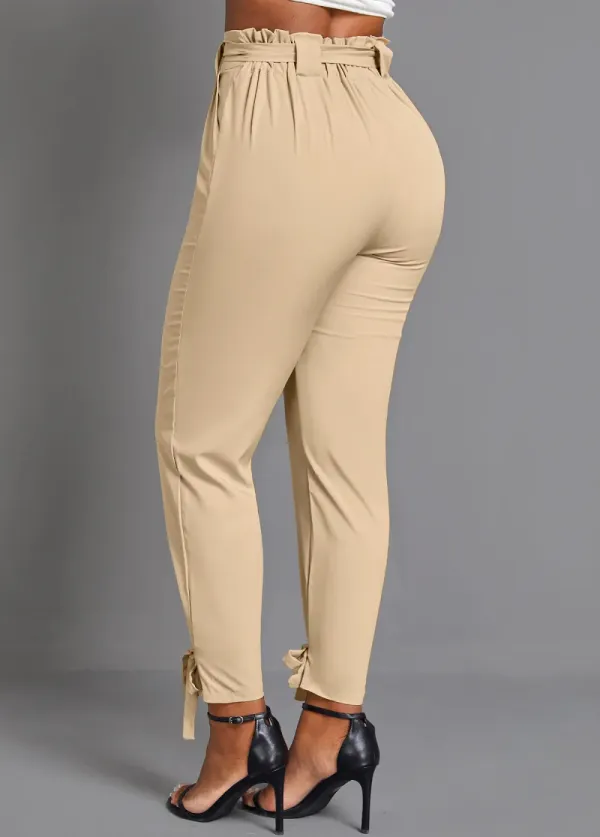 Light Camel Pocket Belted Jogger Pants