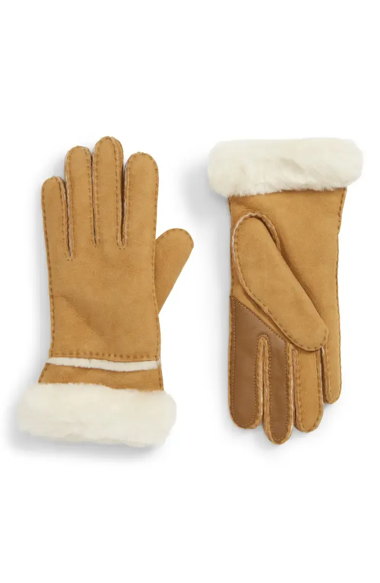 Seamed Touchscreen Compatible Genuine Shearling Gloves