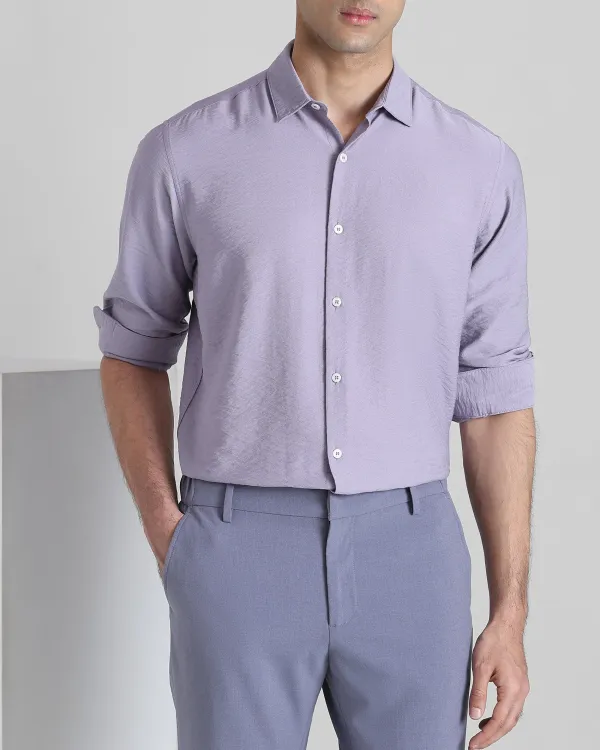 Leisure Simple Comfortable Slim-Fit Breathable Lilac Shirt