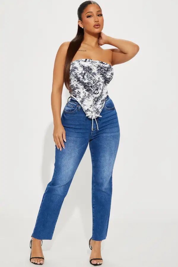 In Your Head Satin Corset Top - White/Black