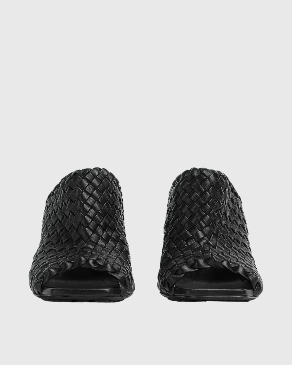 Woven Metal Knot Mules in Black
