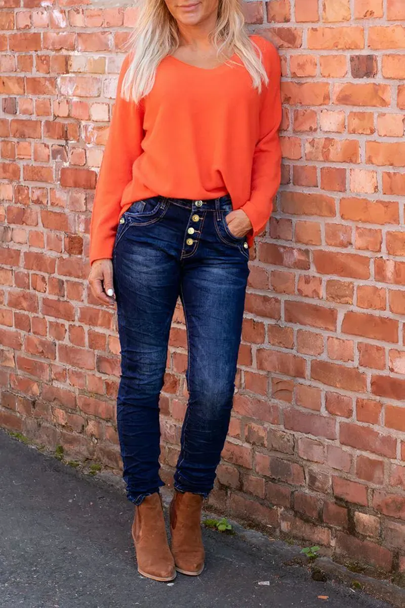 Button Up High Rise Skinny Jeans