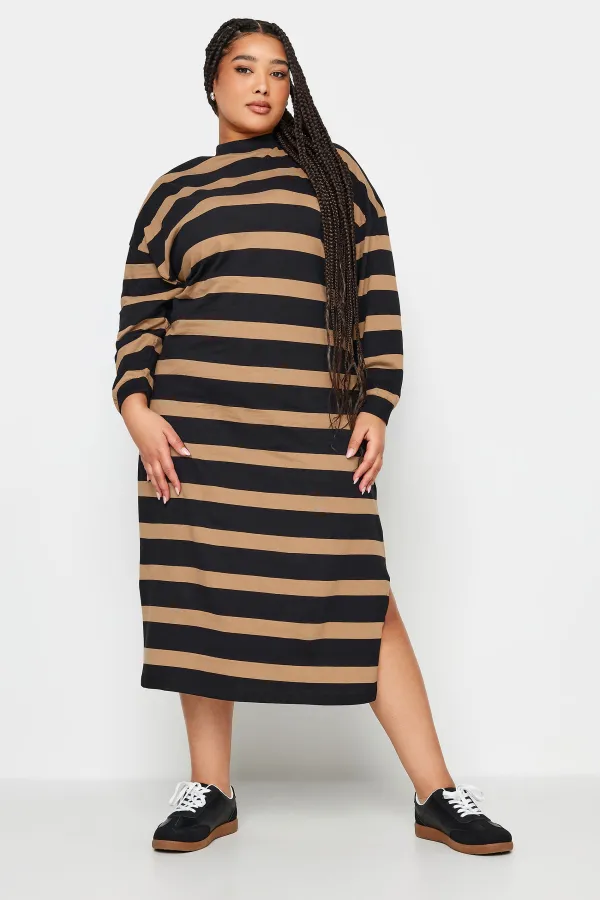 YOURS Curve Blue Stripe Oversized T-Shirt Dress