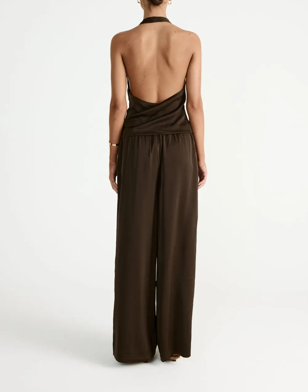 Minimalist Satin High Waist Wide Leg Pants For Women