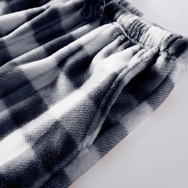 Women's Christmas Pajamas Winter Pants Nighty Pjs Grid / Plaid Fashion Simple Comfort Party Xmas Home Bed Flannel Warm Breathable Long Pant Elastic Waist Winter Fall Blue Pink / Sweet / Gift / Print