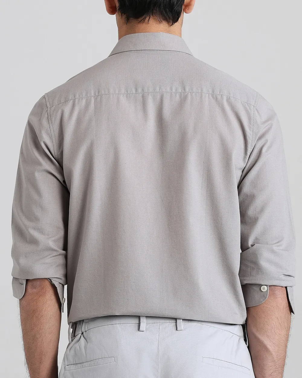 Leisure Simple Daily Slim-Fit Breathable Light Grey Shirt
