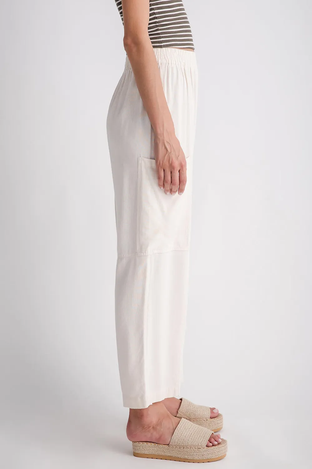 Textured Slouchy Wide Leg Pants - natural