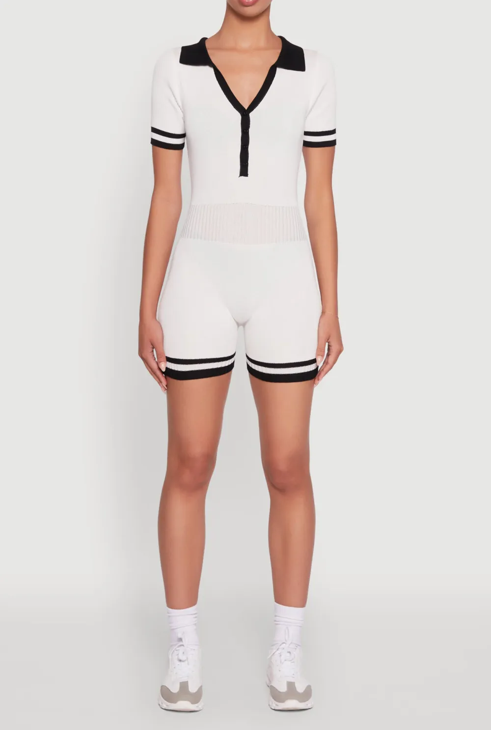 Ribbed Contrasting Striped Jumpsuit