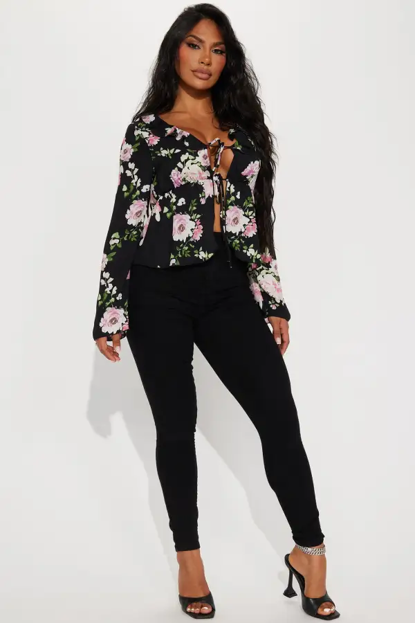 Travel With Floral Top - Black/combo