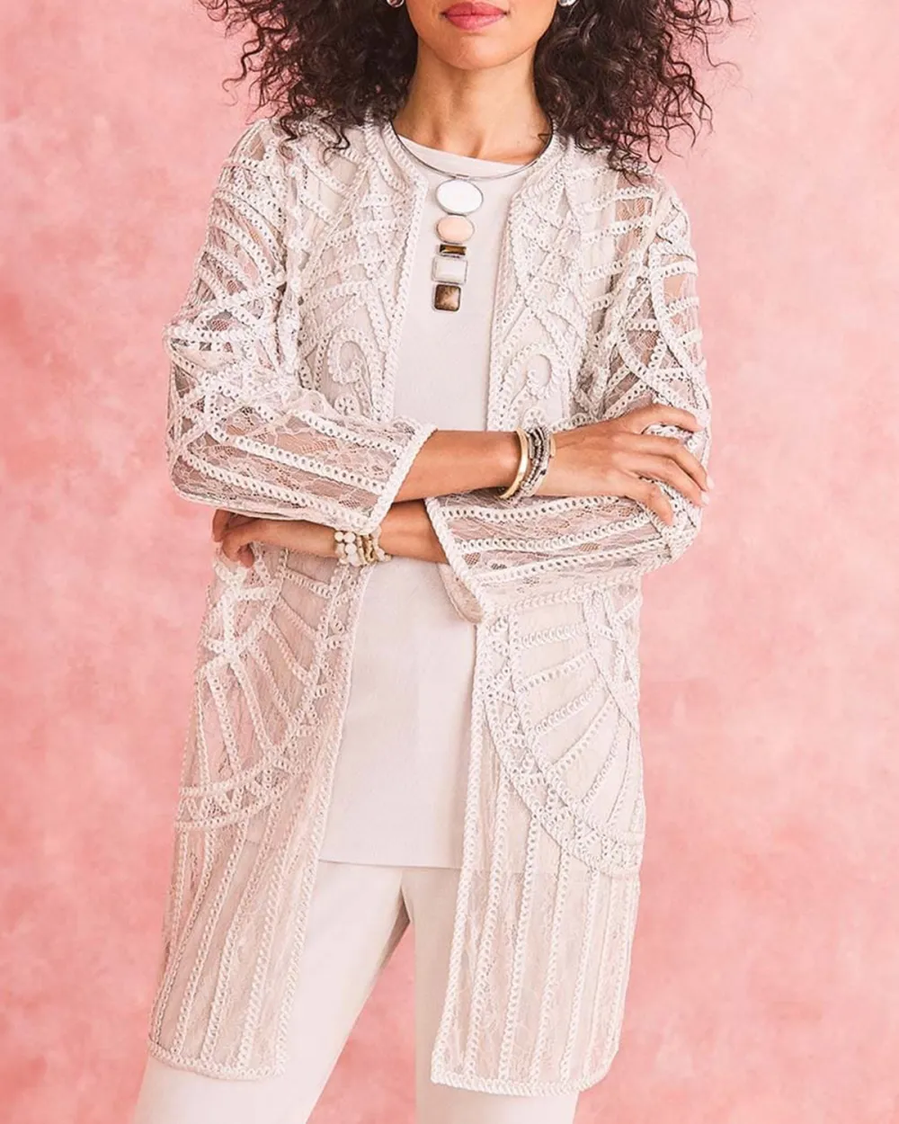 Embroidered Lace Long Sleeve Jacket