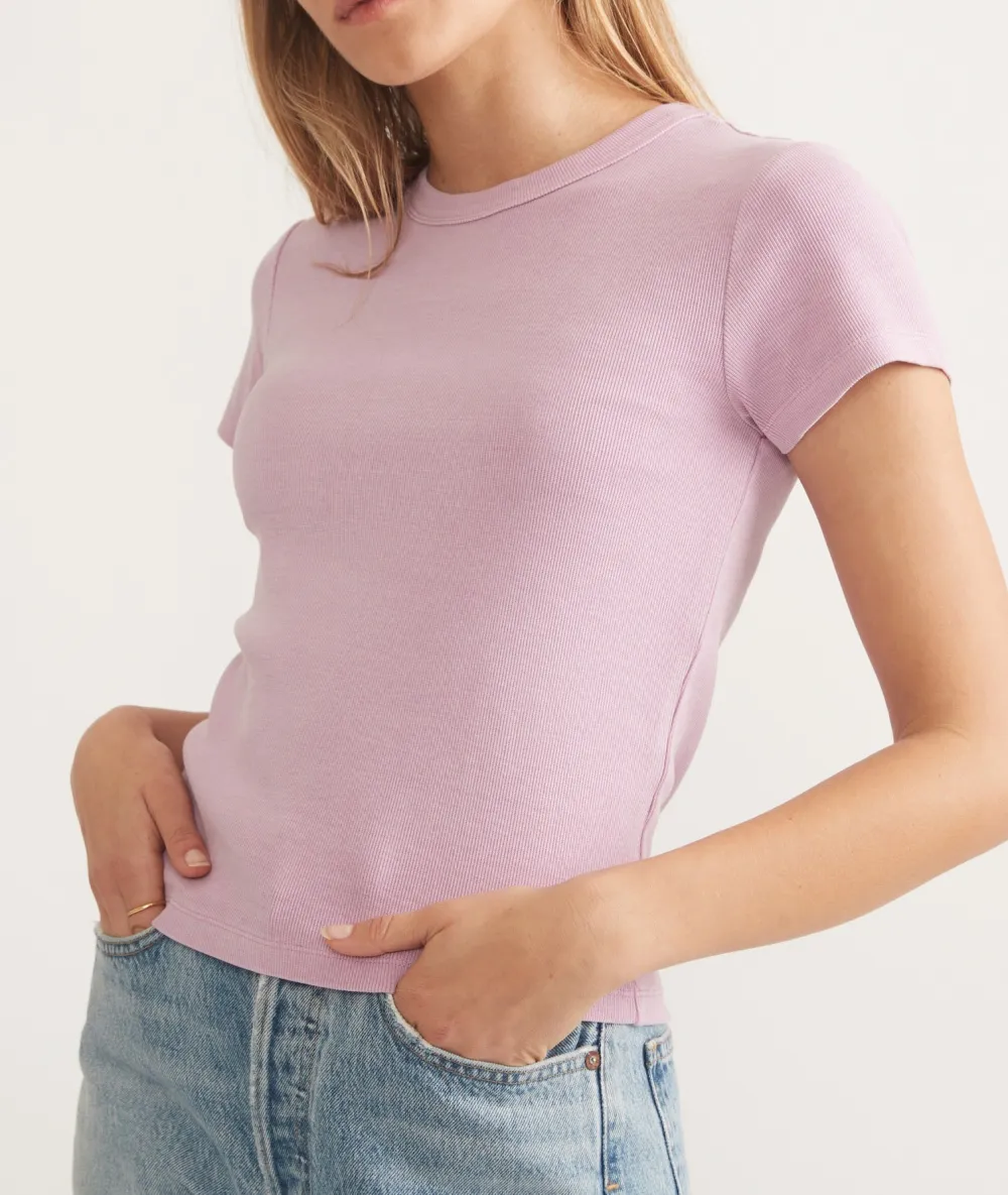 Soft Pink Ribbed Knit Tee