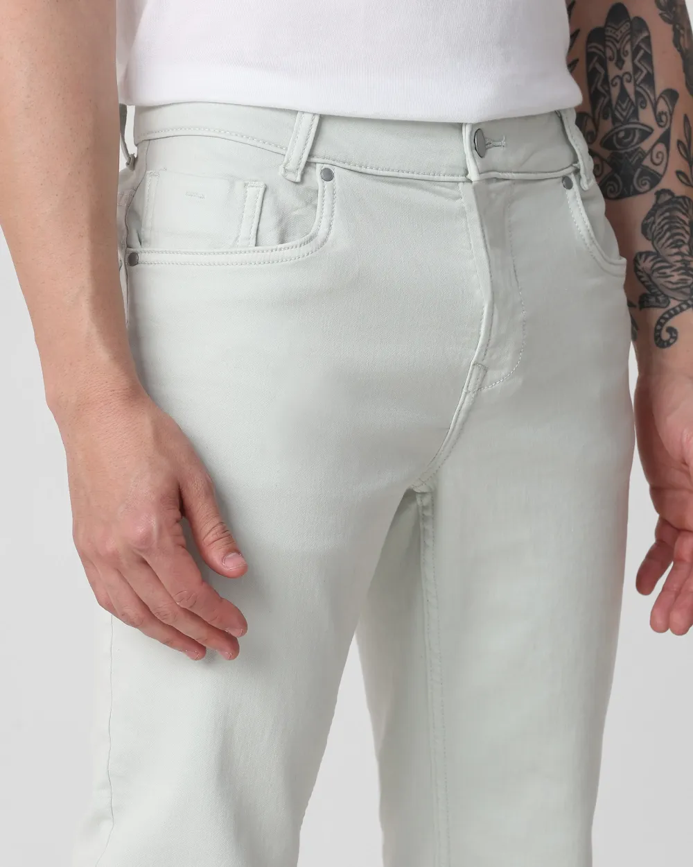 Classic Versatile And Comfortable Straight Light Green Jeans