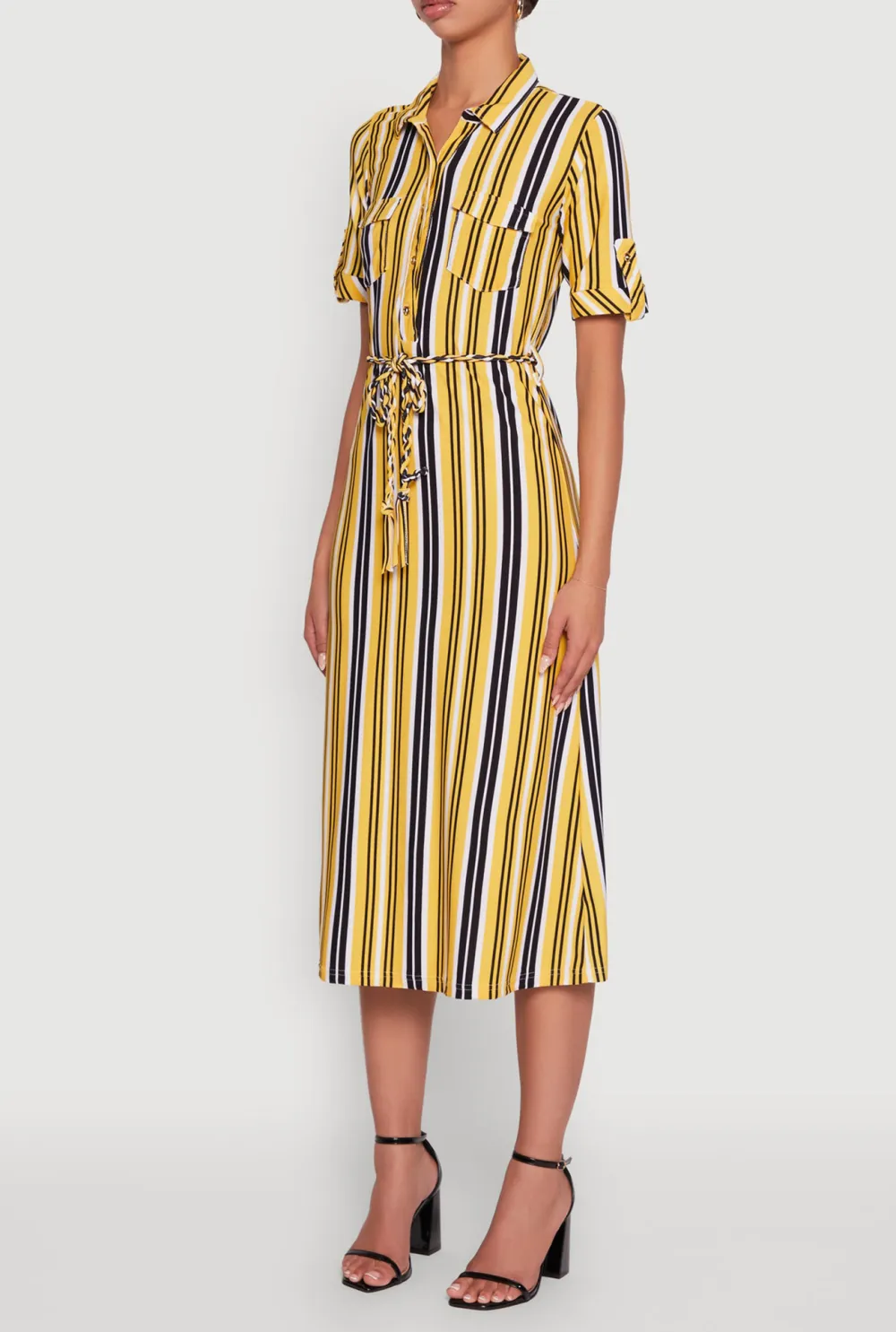 Striped Lace Up Dress