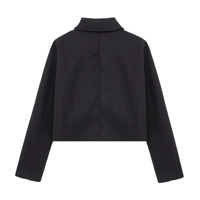 Metal Button Deco Coat in Black