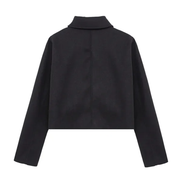Metal Button Deco Coat in Black