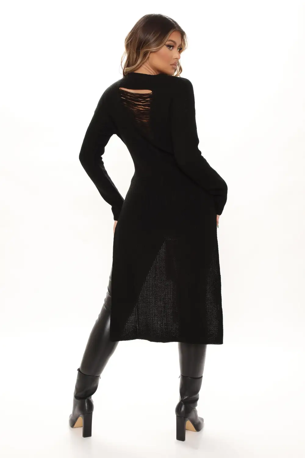 Kara Tie Front Sweater - Black