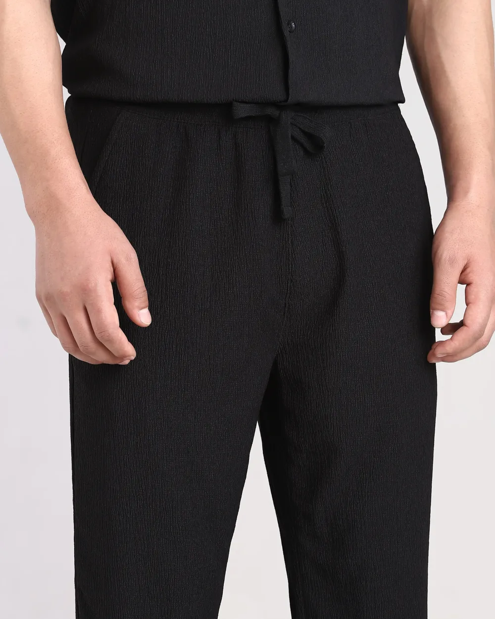 Classic Versatile Comfortable Slim-Fit Straight-Leg Black Trousers