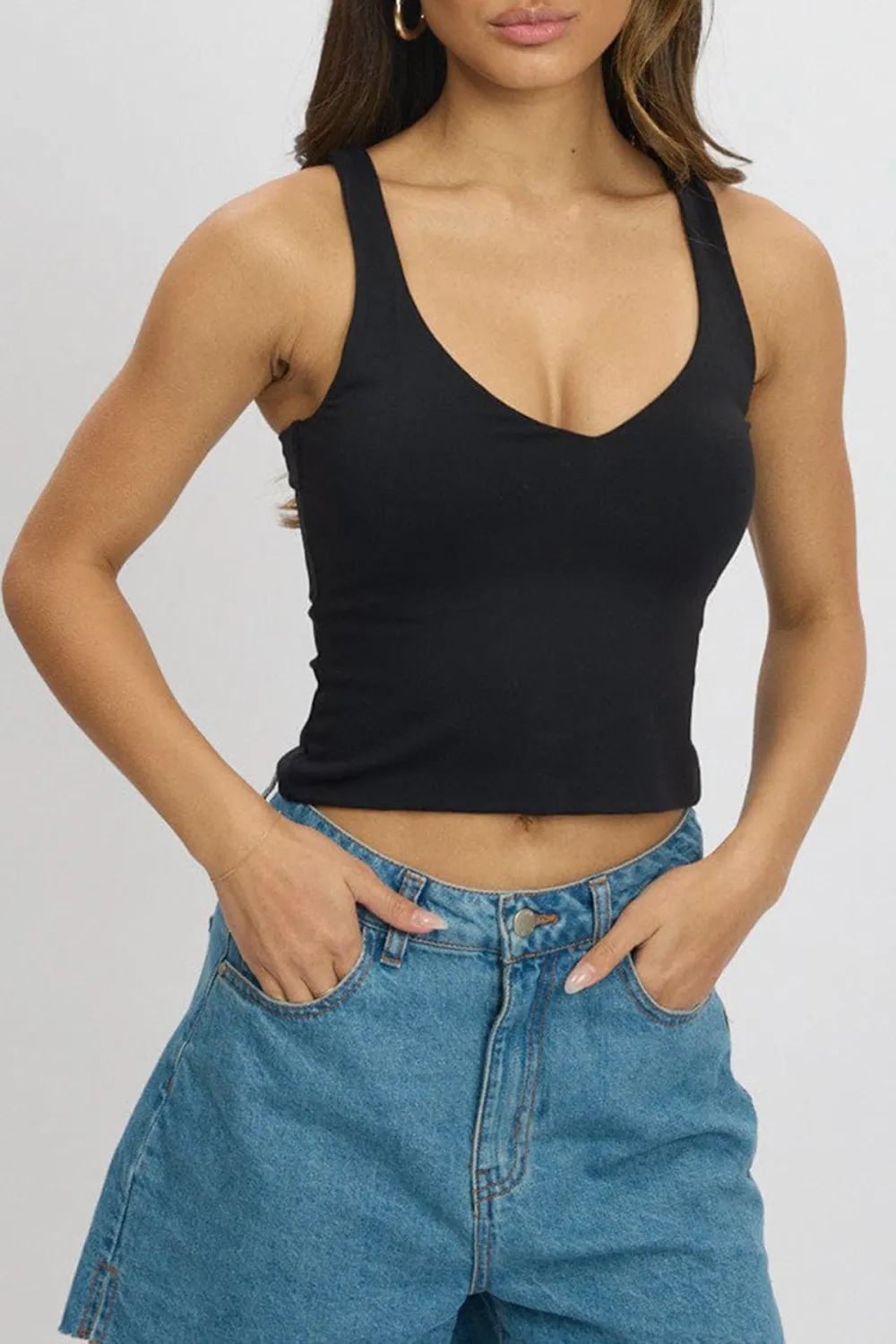 Black Tank Top V Neck Supersoft