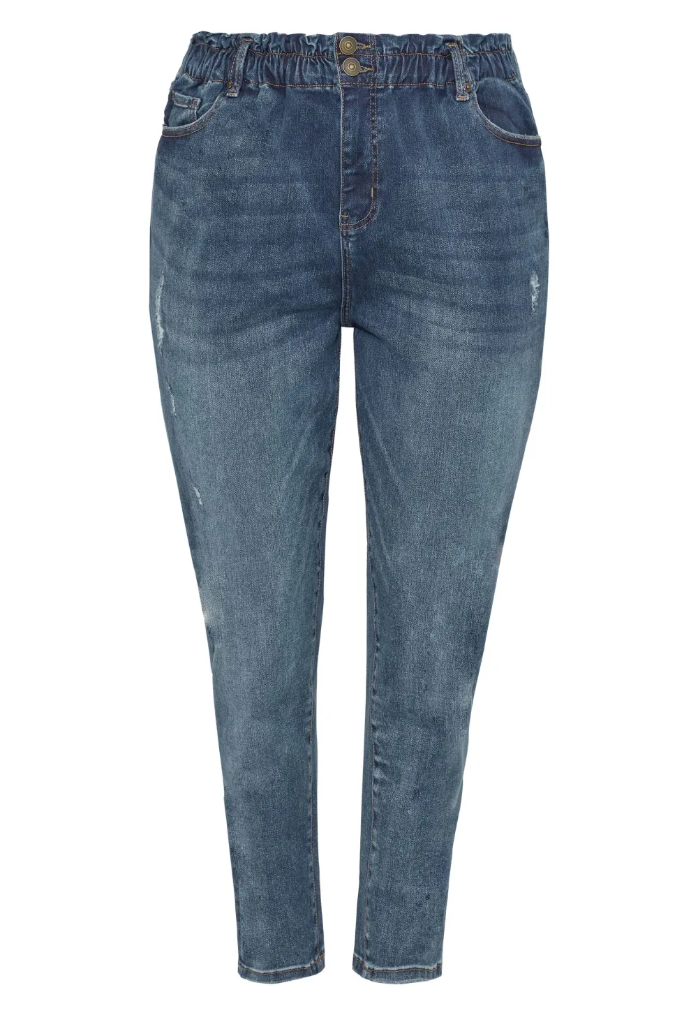 YOURS Curve Indigo Blue Washed Elasticated Stretch MOM Jeans