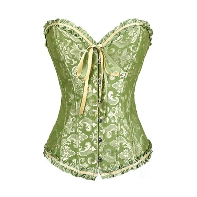 Corset Women's Corsets Trachtenmieder Christmas Halloween Wedding Party Birthday Party Plus Size Black White Wine Country Bavarian Overbust Corset Hook & Eye Lace Up Tummy Control Push Up Jacquard